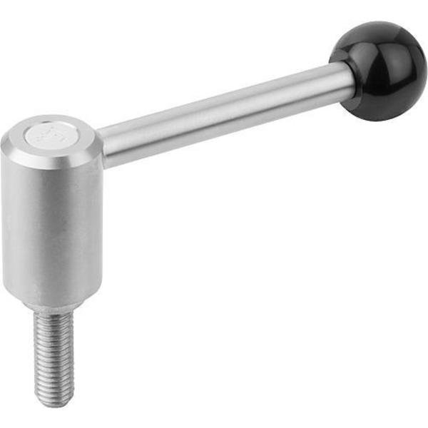 Adjustable Tension Levers in stainless, ext. thread, 0°, inch, Kipp, Mfr#: K0109.3A62X20